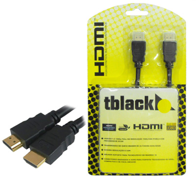 Cabo HDMI macho 1.4 Ethernet Tblack 3D 1080p e udio 3m