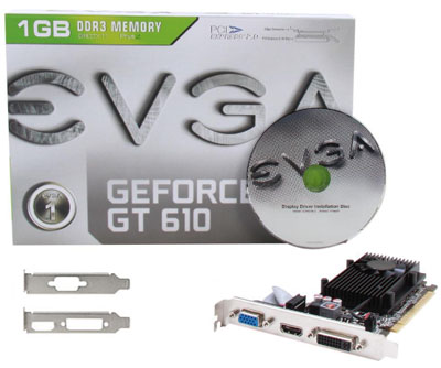 Placa vdeo PCI-e EVGA Geforce GT610 1GB DDR3 VGA HDMI