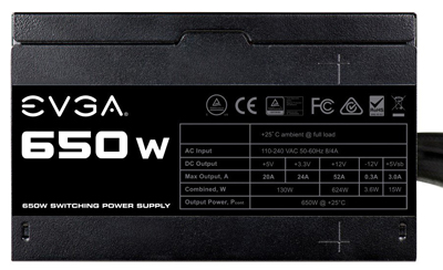 Fonte ATX 650W reais EVGA 100-N1-0650-L0 certificada