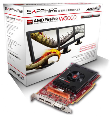 Placa vdeo Sapphire FirePro W5000 2GB, DVI, 2 DispPort