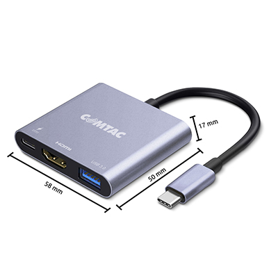 Adaptador multiportas USB-C p/  USB 3.0 - HDMI - USB-C Comtac 20119405