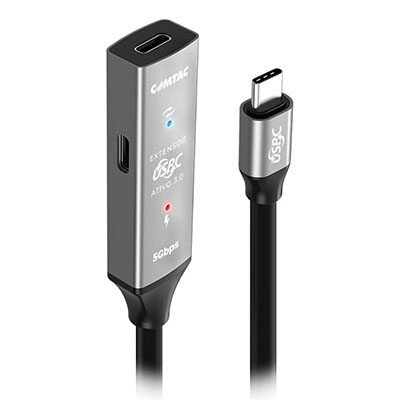 Cabo extensor USB-C 3.0 Comtac 20129422 com amplificador com 10 metros