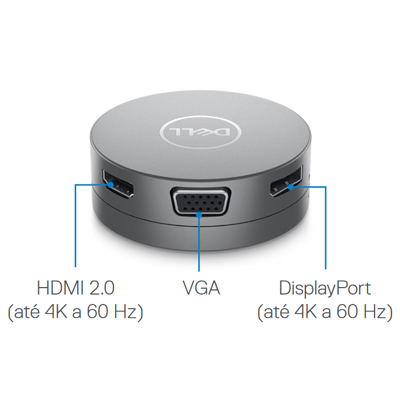 Adaptador Dell USB-C Mobile 470-AERT com HDMI, VGA, Ethernet e USB-A