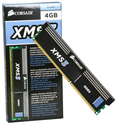 Memria 4GB 1600MHz PC3-12800 DDR3, Corsair XMS3