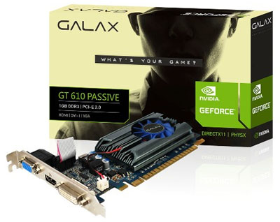 Placa vdeo Galax Geforce GT610 1GB DDR3 VGA DVI HDMI