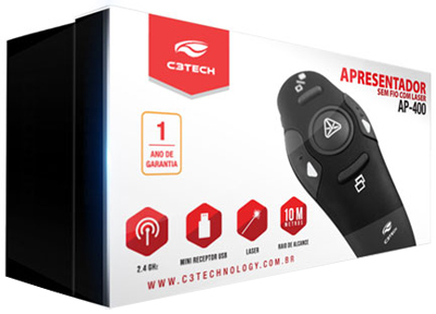 Apontador apresentao s/ fio C3Tech AP-400 10m c/laser