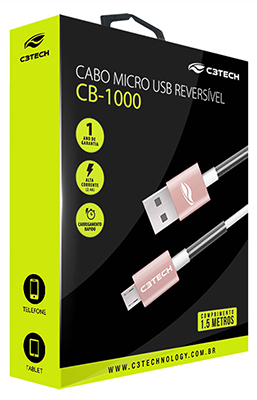 Cabo micro USB 3.0 reversvel C3Tech CB-1000 1,5m