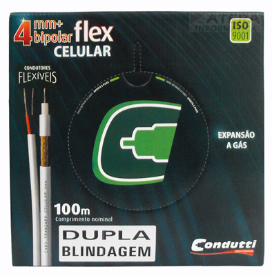 Cabo coaxial 100m Condutti 4 mm, c/ energia p/ cmeras