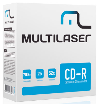 25 Mdias em envelopes CD-R Multilaser CD029 52X 700MB