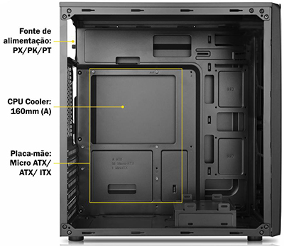 Gabinete torre Gamer K-Mex CG-04R8 Matrix sem fonte