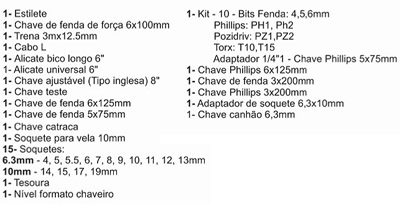 Kit Ferramentas Manuais Chiaperini Robusta c/ 36 Peas