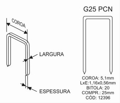 Grampos em Barretes Chiaperini PCN G25 (5 caixas)