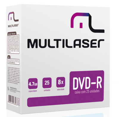 25 mdias em envelopes DVD-R Multilaser DV042 4.7GB 16X