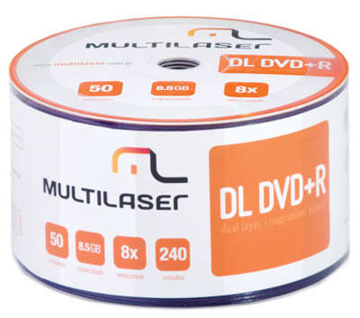 50 mdias avulsas DVD+R DualL Multilaser DV047 8.5GB 8X