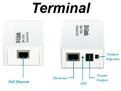 Adaptador PoE D-Link DWL-P200 5V ou 12V base e terminal