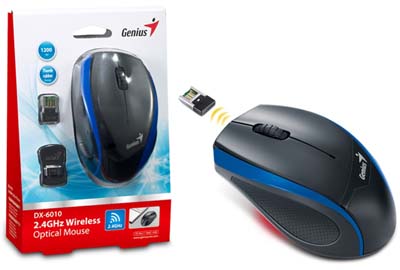 Mouse sem fio Genius DX-6010 2.4GHz, 1200 dpi, Azul USB