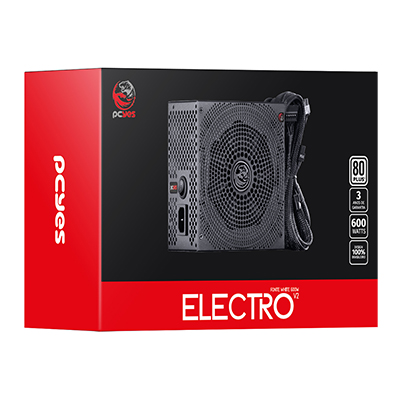 Fonte ATX 600W reais PcYes Electro V2 80 plus White