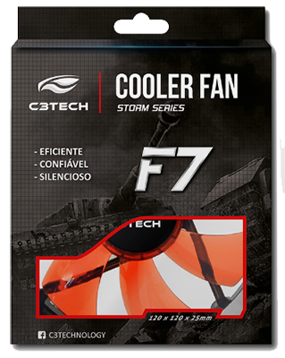 Cooler 120 x 120 x 25mm C3Tech F7 Storm Series 1200 RPM