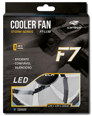 Cooler 120x120x25mm 3 pinos C3Tech c/ LED p/ gabinete