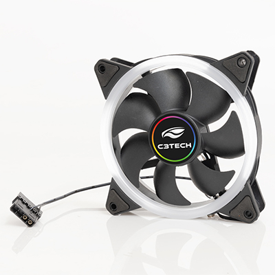 Cooler cores RGB C3Tech F7-L130M 120x120mm 12V 4 pinos