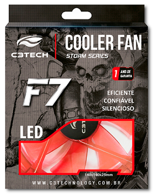 Cooler c/ LED C3Tech F7 Storm series 140x140x25mm red