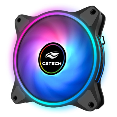 Cooler cores RGB C3Tech F7-L250RGB 120x120mm 12V 6pinos