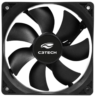 Cooler 80 x 80 mm, 4 pinos de fonte C3Tech F7-PW10BK