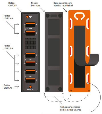 Carregador USB 6X Comtac 9328 32,5W 6,5A c/ fonte