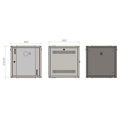 Mini Rack GPRacks 12U com 600X600mm preto com 1 bandeja 