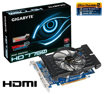 Placa vdeo Radeon Gigabyte HD7750 1GBDDR5 VGA HDMI DVI