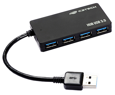 HUB USB 3.0 C3Tech HU-310, 4 portas 480Mbps e 5Gbps