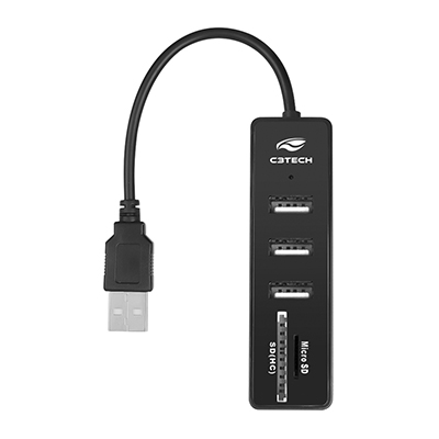 HUB USB 2.0 C3Tech HU-L200BK 3 USB2 slot SD e microSD 