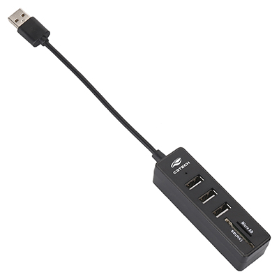 HUB USB 2.0 C3Tech HU-L200BK 3 USB2 slot SD e microSD 