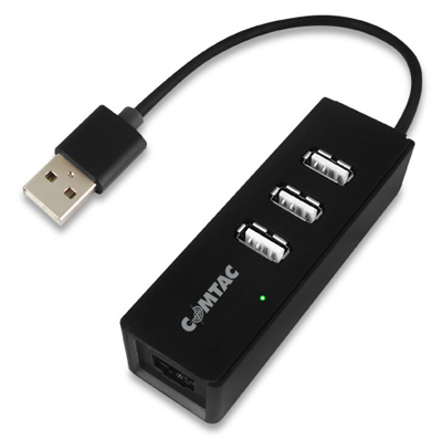 HUB USB 2.0 3 portas c/ rede Ethernet RJ-45 Comtac 9287