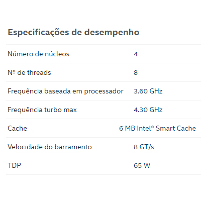 Processador Intel i3-10100 3.6GHz 6MB LGA1200 10g c/v