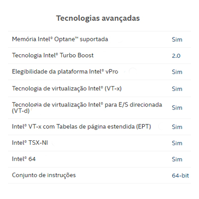 Processador Intel i7-9700K 3,6GHz 12MB cache 9 Gerao