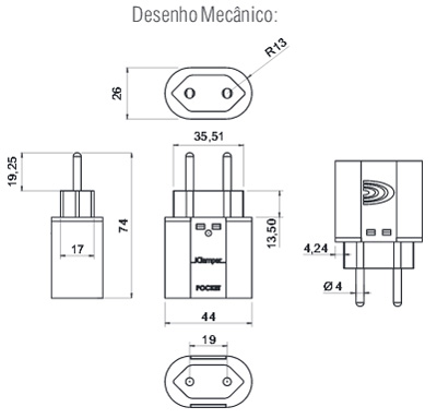 Protetor de surto DPS 2 polos Clamper Bivolt 10A, 4,5KA