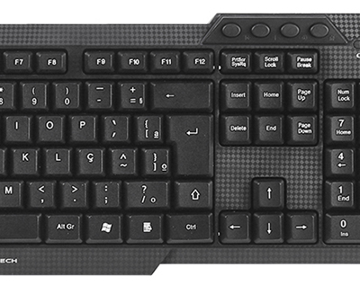 Teclado e mouse sem fio C3Tech K-W10 1000dpi 2.4GHz