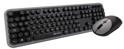 Teclado, mouse s/ fio C3Tech K-W200 preto, antirespingo