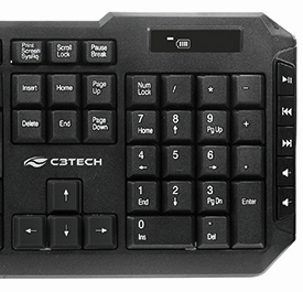 Teclado e mouse s/ fio C3Tech K-W40 10 teclas especiais