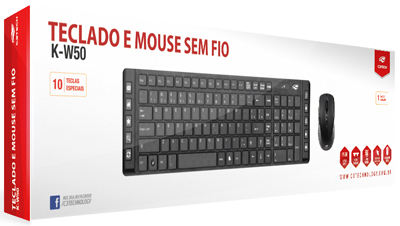 Teclado e mouse sem fio C3Tech K-W50 teclas chocolate