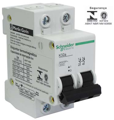 Disjuntor Schneider Electric  K32A2C20, 20A X 2 polos