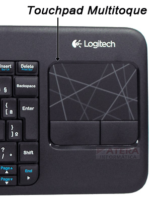 Teclado sem fio Logitech K400r com touchpad, ABNT2, USB