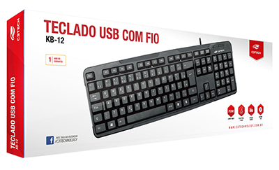 Teclado C3Tech KB-12 padro ABNT2 antirrespingo USB