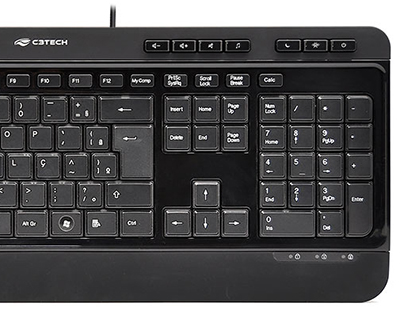 Teclado mulimdia slim c/ fio e apoio C3Tech KB-M700