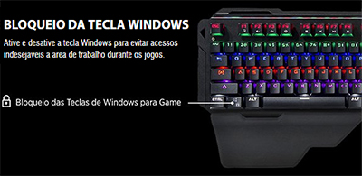 Teclado Gamer mecnico C3Tech KGM-1100 1ms c/ 9 perfis