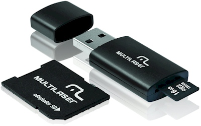 Pendrive SD microSD HC 16GB Multilaser MC112, classe 10