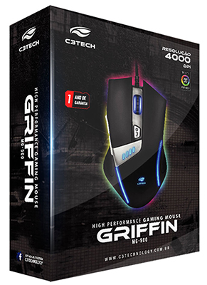 Mouse Gamer C3Tech MG-500 4000 dpi LED RGB 6 bot. USB  