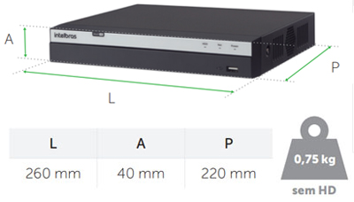 DVR 08 Canais Intelbras MHDX 3008 Full HD Multi HD