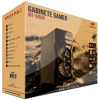 Gabinete gamer torre C3Tech MT-G650BK USB3 s/ fonte